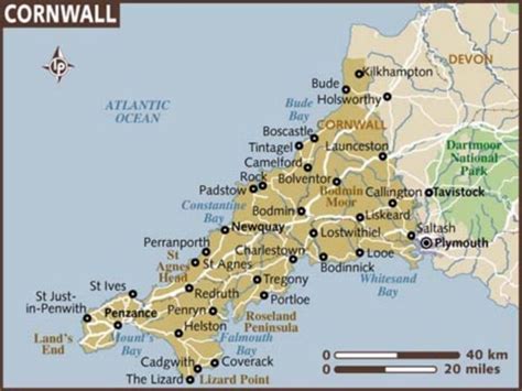 cornwall map cornwall england england map