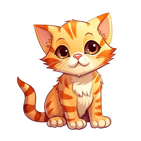 Orange Tiger Cat Cute Animal Illustration, Feline, Cat, Fur PNG