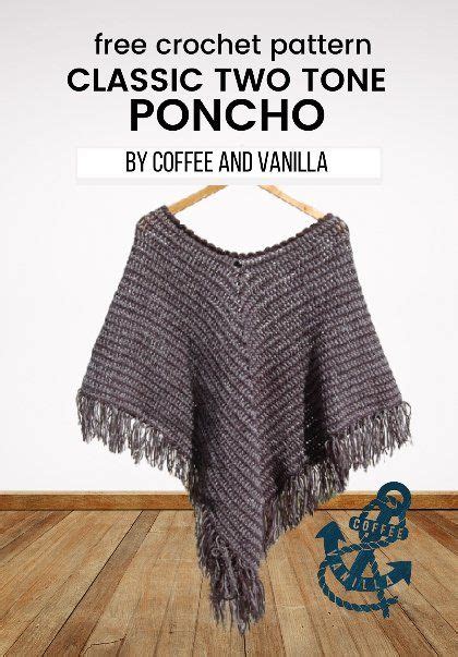 Free Crochet Pattern Classic Two Tone Poncho Free Crochet Pattern