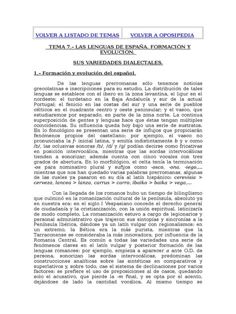 Pdf Tema Las Lenguas De Espa A Formaci N Y Evoluci N Dokumen Tips