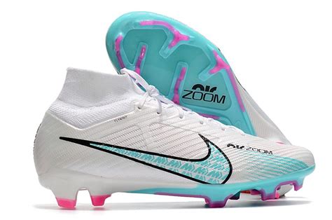 Бутсы Nike Air Zoom Mercurial Superfly IX Elite FG бело-голубые