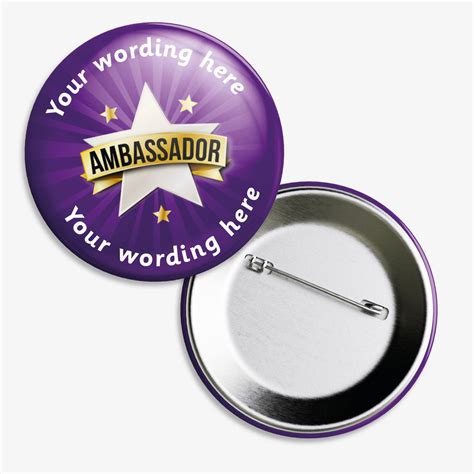 Personalised Ambassador Badges 10 Badges 38mm Star