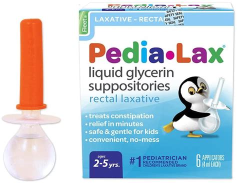 Pedia Lax Liquid Glycerin Suppositories Laxative Kids Constipation