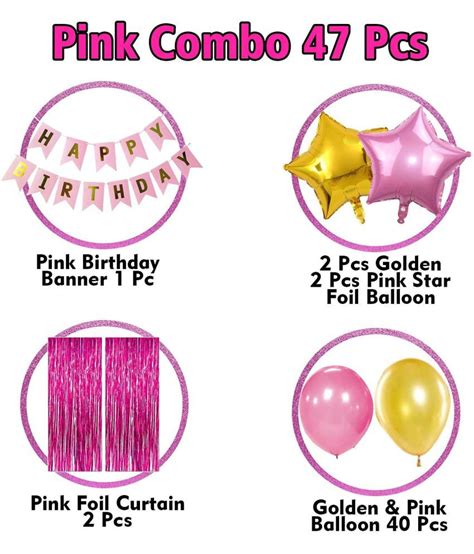 Party Propz Birthday Decoration Kit For Girls Pcs Pink Golden