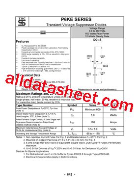 P6KE400A 데이터시트 PDF Taiwan Semiconductor Company Ltd