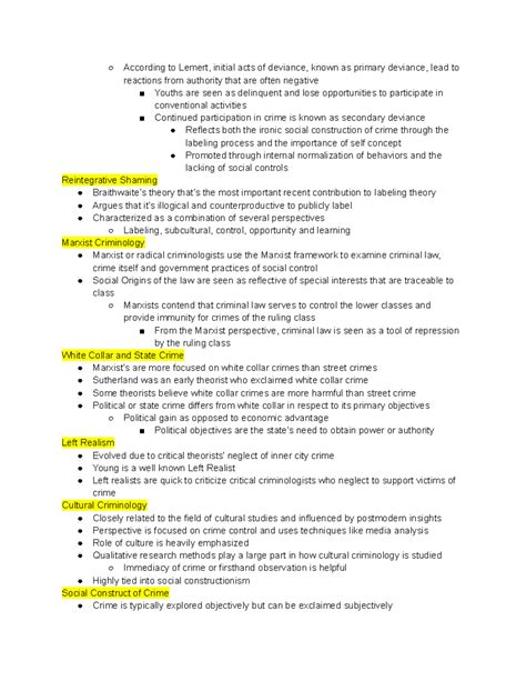 Criminological Theory Lec Notes Pt 26 According To Lemert Initial Acts Of Deviance Known As