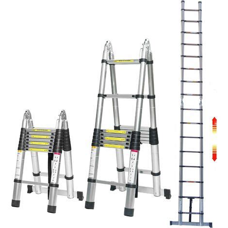 5M Folding Telescopic Ladder Stainless Steel Extension Ladder 5m