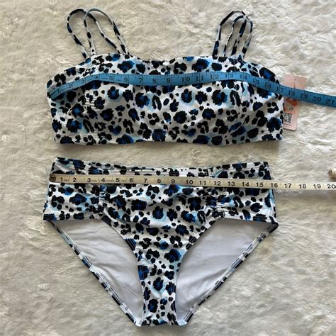 Nwt Two Piece Leopard Print Bikini Swimsuit High Waist Bottoms Strappy