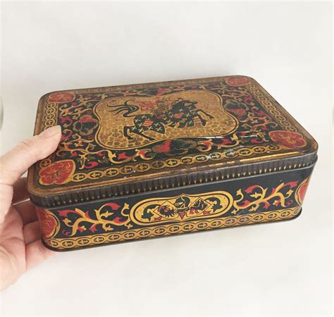 Antique Cookie Tin 1853 Biscuit Container Gray Dunn Antique Etsy Cookie Tins Antiques