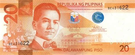 Philippine 20 Peso Bill | Obverse | Design: President Manuel L. Quezon ...