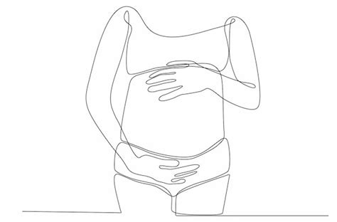 Premium Vector Continuous Line Drawing Of Pregnant Woman Vector Illustration Premium Vector