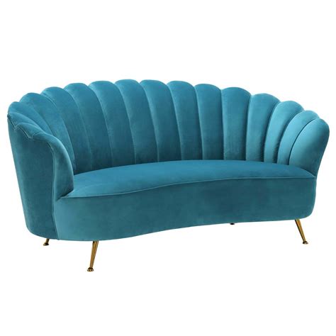 Fairmont Scalloped Art Deco Sofa Blue Art Deco Interior Living Room