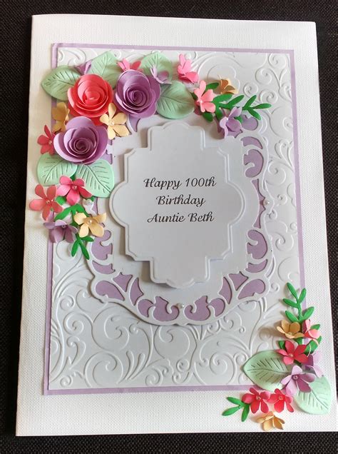 Handmade Personalised 40th 50th 60th 100th Birthday Card Purple Pink