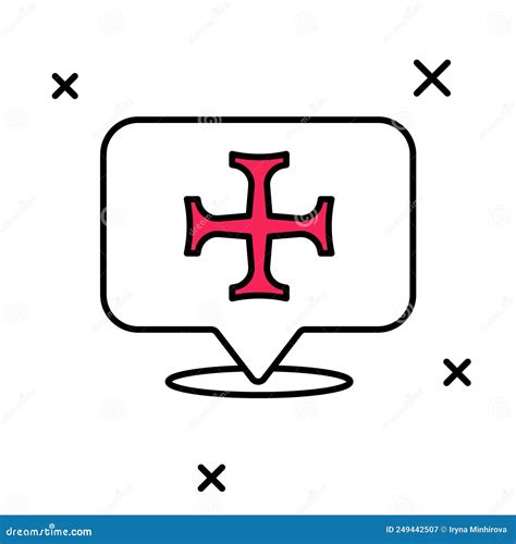 Icono De Cruzada De Contorno Relleno Aislado En Fondo Blanco Vector