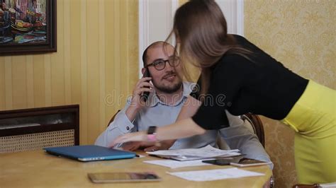 Assistant Seduces Boss In The Office The Secretary Tries To Seduce His Boss Stock Footage