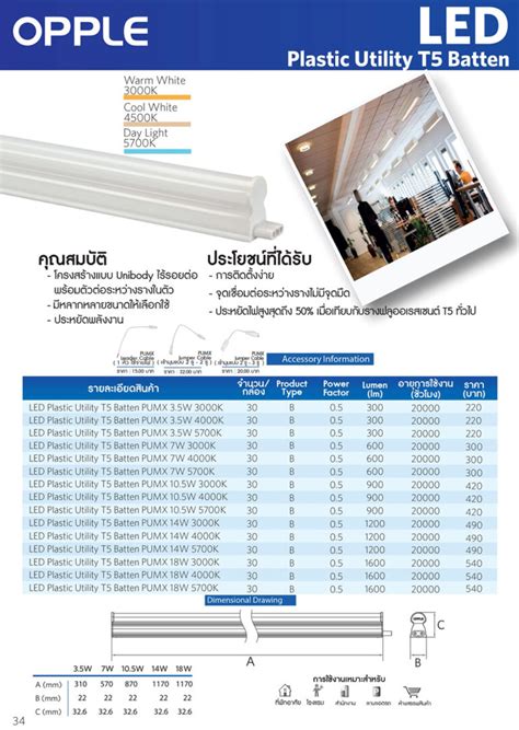 Markpro Lighting Opple Pumx Led Batten T5 35w 260lm 4000k 30cm