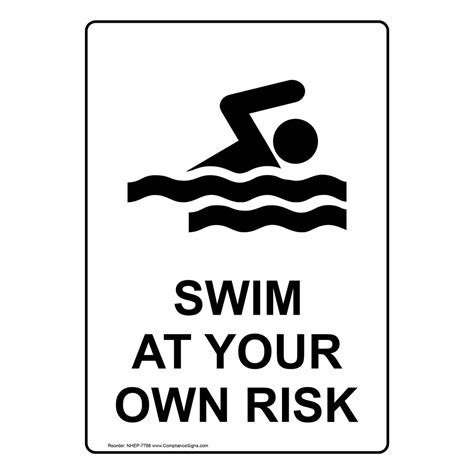 Vertical Swim At Your Own Risk Sign White Us Made