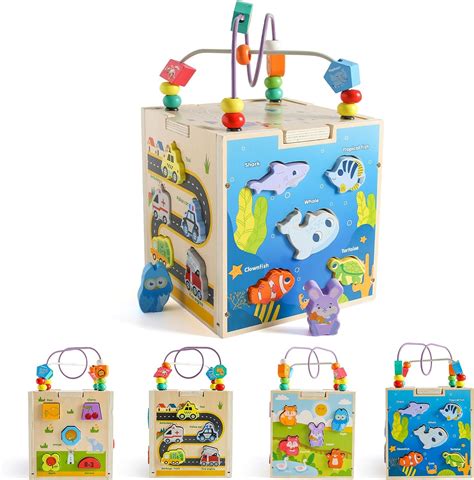 Amazon Promise Babe 形合わせ 木製パズル 知育玩具 モンテソッリー 型はめ ブロック 個 幾何認識 色認識 図形認知 多機能形合わせ 木のおもちゃ 赤ちゃん 早期