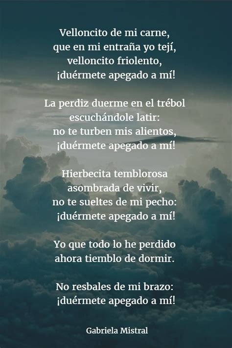 A Poem Written In Spanish On The Sky With Clouds