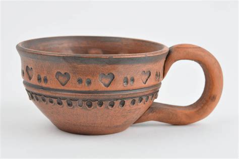 Taza original hecha a mano cerámica artesanal vasija de barro inusual