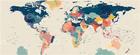 Colorful World Map Highlighting Different Countries and Territories ...