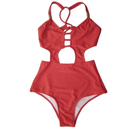 One piece swimwear High Waisted Red Pin up Monokini Traje de Baño