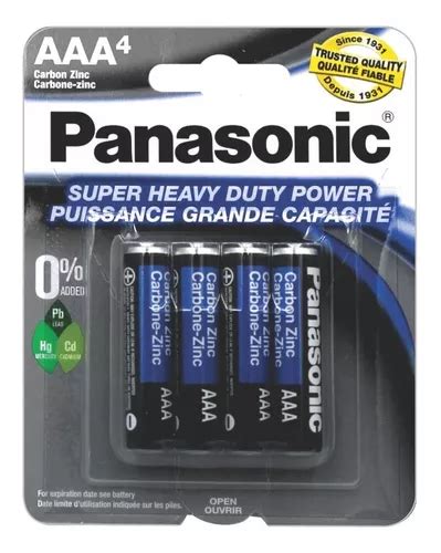 Paquete 4 Pilas Panasonic Aaa Carbon Zinc 1 5 V Aaapanasonic MercadoLibre