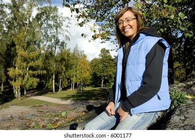 Attractive Brunette Park On Fall Stock Photo 6001177 Shutterstock
