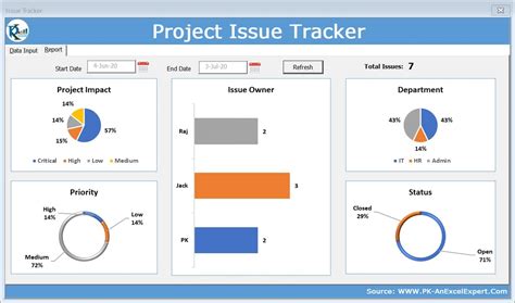 Project Management Issue Tracker Form - PK: An Excel Expert