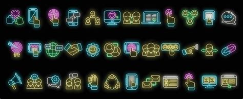 Interaction Icons Set Vector Neon 42522611 Vector Art At Vecteezy