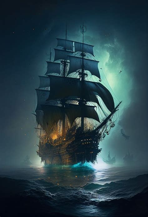 "Sailing into the Unknown: A Hauntingly Beautiful Ghost Ship Painting" | Ship paintings, Ghost ...