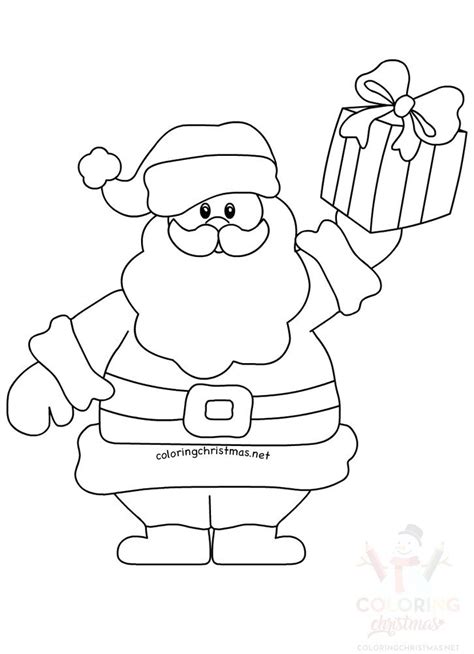 Santa Claus with Gift coloring page - Coloring Christmas