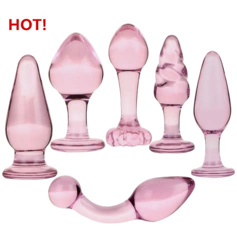 Types Crystal Glass Anus Enlarge Glass Dildo Anal Plug Massage