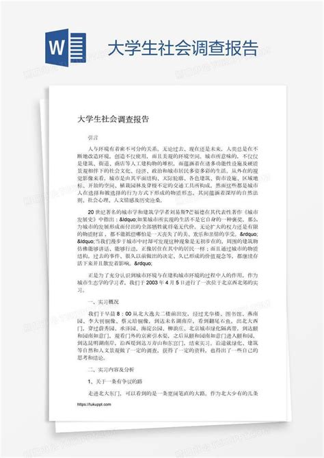 大学生社会调查报告模板下载调查报告图客巴巴