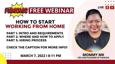 Free Webinar On How To Start Working From Home March 2022 Filipina Homebased Moms Fhmoms