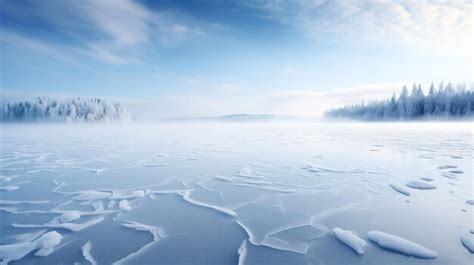 Premium Ai Image Winter Landscape With Frozen Lake And Forest On The