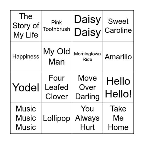 MUSIC BINGO Card