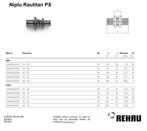 Rehau Niplu Rautitan Px Dimensiuni Stocon Srl