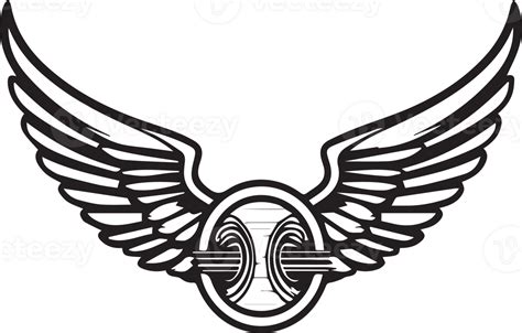 Hand Drawn Vintage Wings Logo In Flat Style 24959293 Png