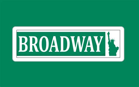 broadway street sign with statue of liberty silhouette 7490626 Vector ...