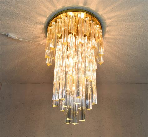 L Mpara De Ara A Triedri Italiana Mid Century De Cristal De Murano