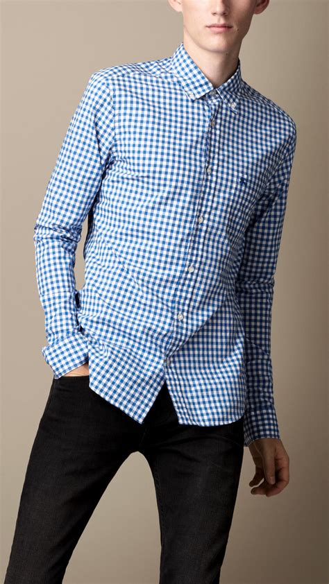 Lyst Burberry Brit Buttondown Gingham Shirt In Blue For Men