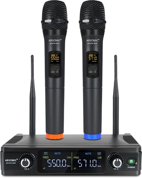 Buy UHF Wireless Microphone System, ARVOMIC Cordless Dual Dynamic ...