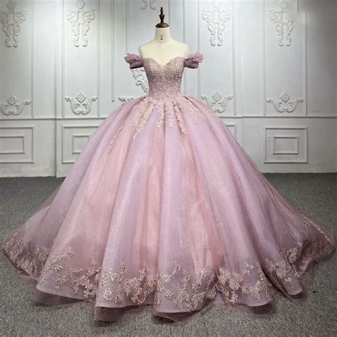 Princess Pink Quinceanera Dresses Off Shoulder Sweet Prom Party