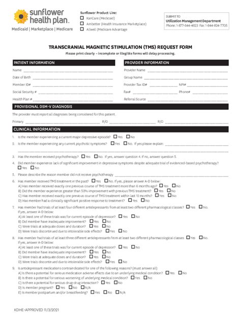 Fillable Online Transcranial Magnetic Stimulation Tms Request Form