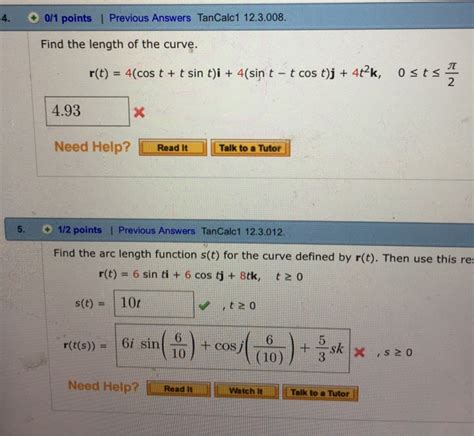 Solved Find The Length Of The Curve R T 4 Cos T T Sin