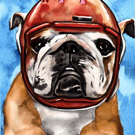 Funny Bulldog Wearing Football Helmet · Creative Fabrica