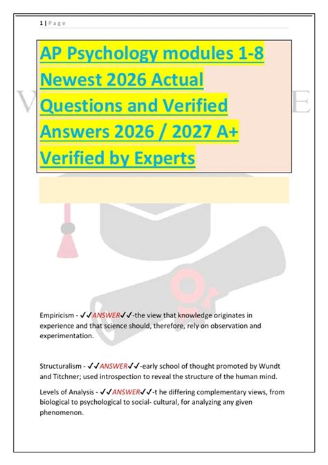 AP Psychology modules 1-8 Newest 2026 Actual Questions and Verified