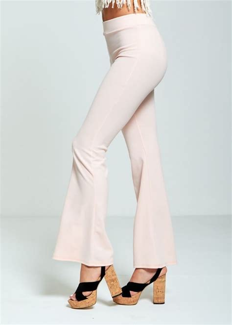 Wholesale Nude Pink Woven Flare Trousers J Fashion