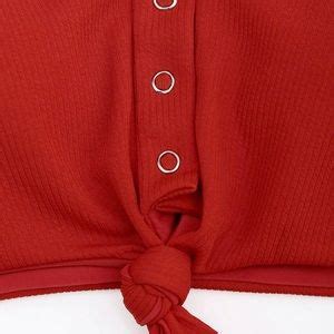 Swim Red Ribbed Buttoned Front Tie Knot Bikini Set Poshmark
